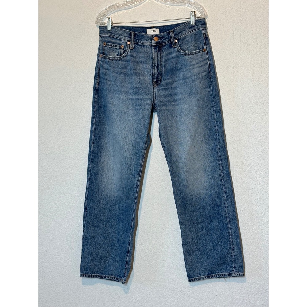 Pistola Womens High Rise Straight Leg Jeans Blue Medium Wash RN85555 PO38749